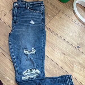 American Eagle Classic Blue Distressed Skinny Jeans